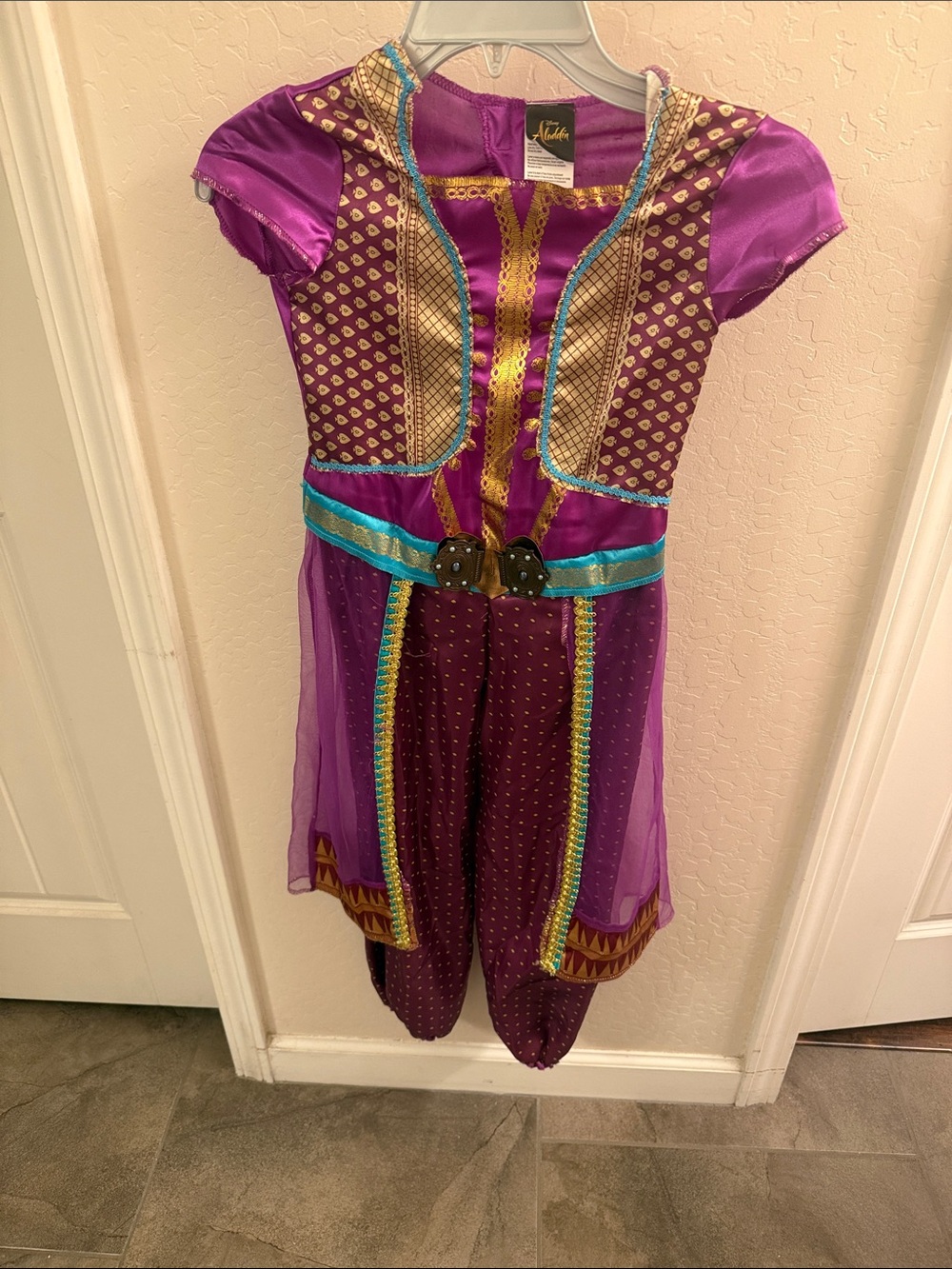 Disney Jasmine Purple and Gold Princess Jumpsuit Costume with Teal Accents